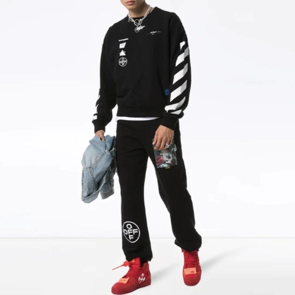 Off-white C/O VIRGIL ABLOH Black Mariana Crewneck Sweatshirt Size S $580